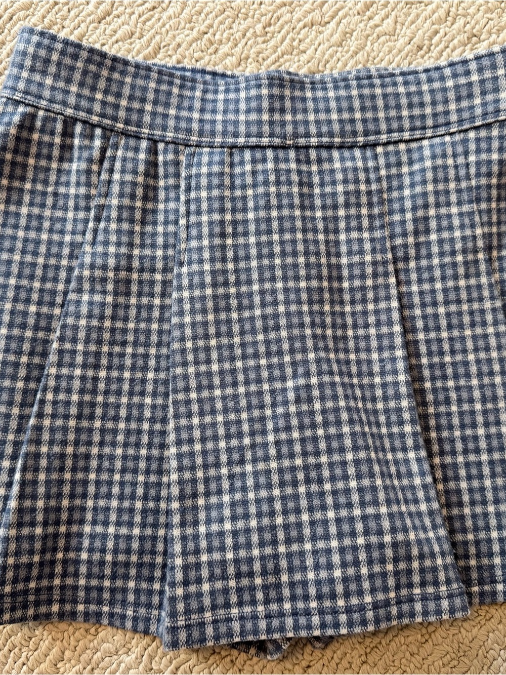 abercrombie kids Blue Gingham Pleated Mini Skirt
